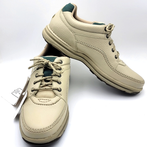 NWT Men's Rockport Cream Leather Shoes SIZE 12 - Picture 1 of 7